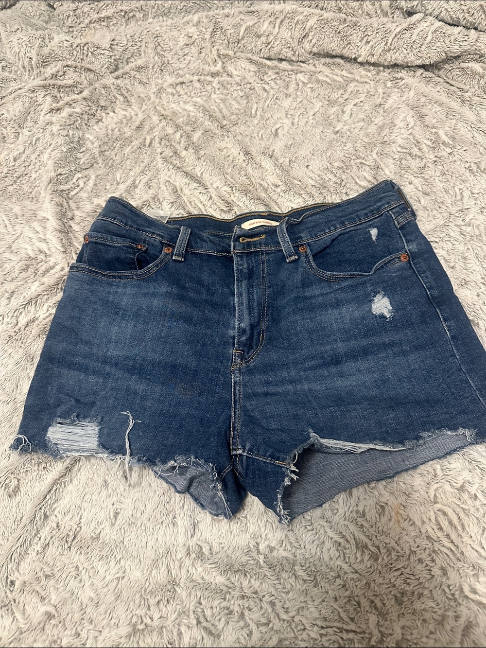 Levi's Dark Blue Distressed Women's Denim Shorts